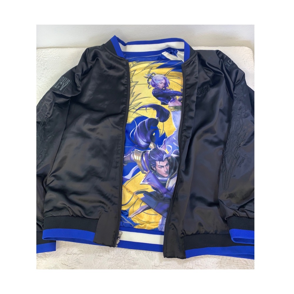 League of Legends Worlds 2025 eSports Bomber Jacket Black Satin Rare L